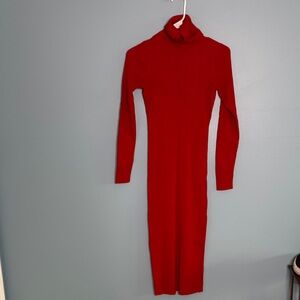 Elegant Red Turtleneck Dress